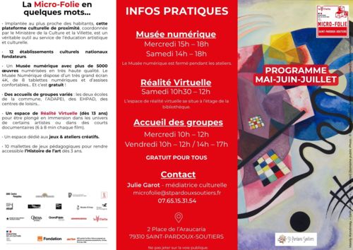 Programme mars avril 2026 Micro-Folie Siant-Pardoux-Soutiers